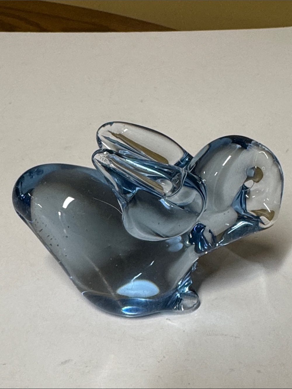 Bunny Blue Art Glass Rabbit Sculpture Hand Blown - 2.5" H